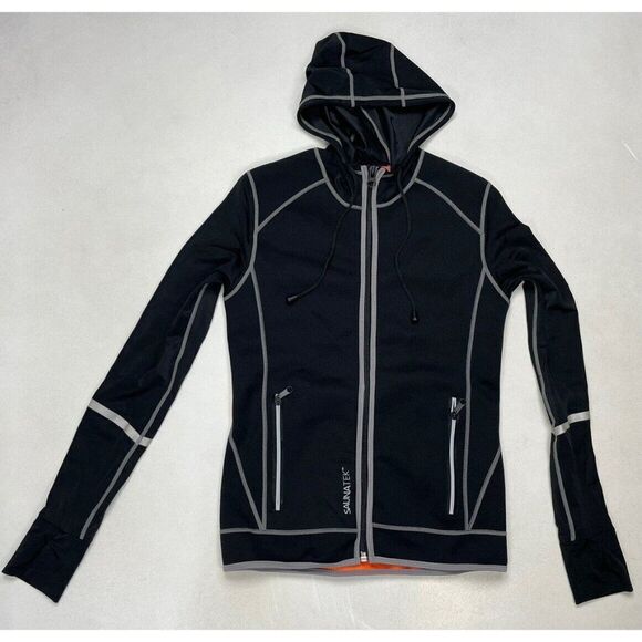 Saunatek Sauna Sweat Suit Full Zip Hoodie Women Small Black - Picture 1 of 7
